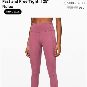 Lululemon fast and free 25” legging